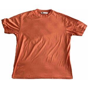 Bachrach Men's Shirt Sz L Orange Crew Neck Short Sleeve 100% Cotton Soft Comfy